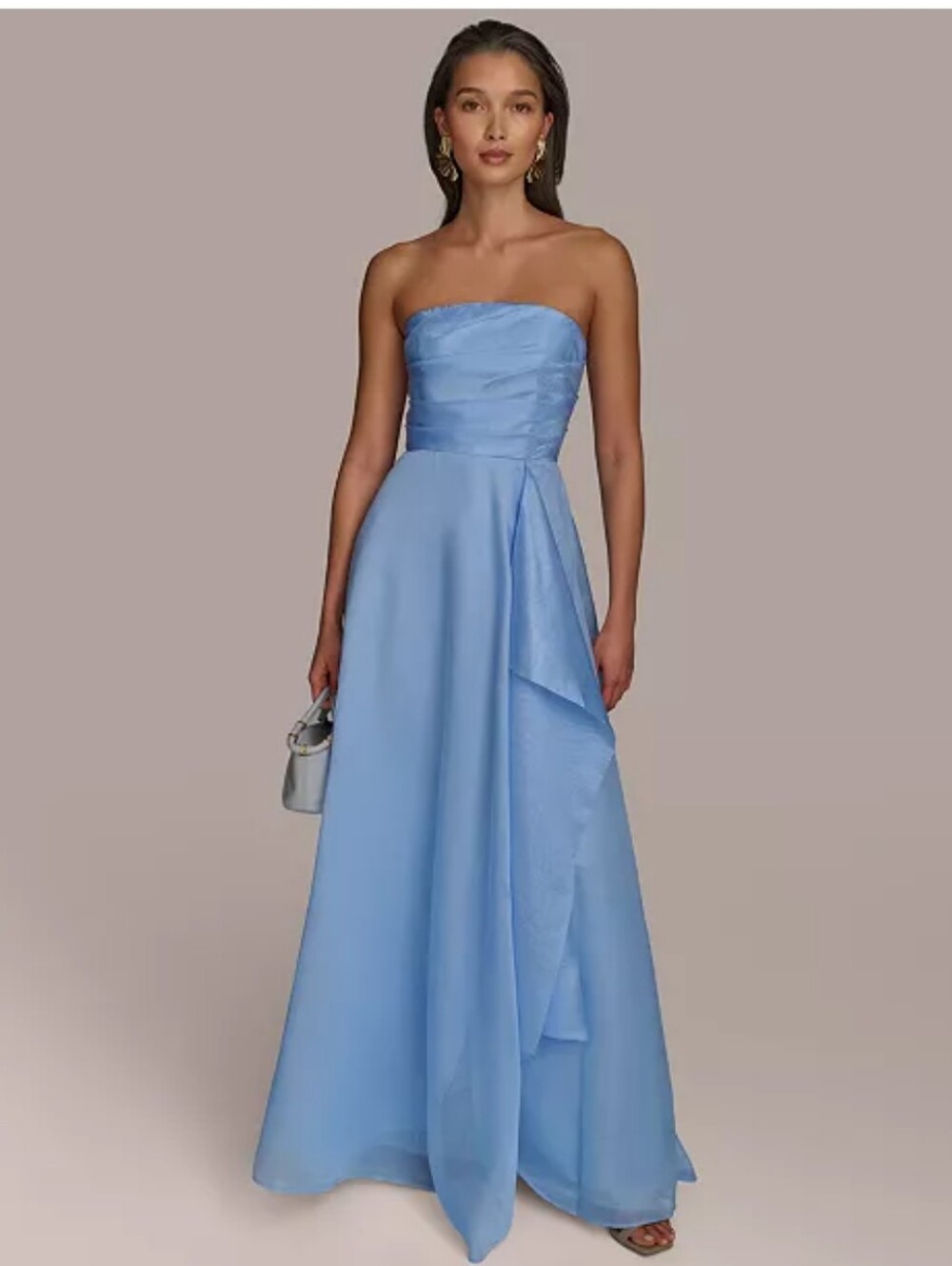 Donna Karan NWT $299 Blue Strapless High Low Dress Size 14 Luxury Statement Piec